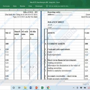 Mau BCTC theo thong tu 200 - Bang can doi ke toan - tieng Anh
