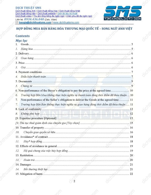 Xin giới thiệu mẫu Hợp đồng mua bán hàng hóa thương mại quốc tế (Contract for International Commercial Sale of Goods) bằng tiếng Anh, Việt và song ngữ Anh-Việt được dịch thuật chuẩn xác dựa trên hợp đồng mẫu đề xuất của Trung tâm Thương mại Quốc tế (ITC), cơ quan hợp tác chung của Tổ chức Thương mại Thế giới (WTO) và Liên Hợp Quốc.